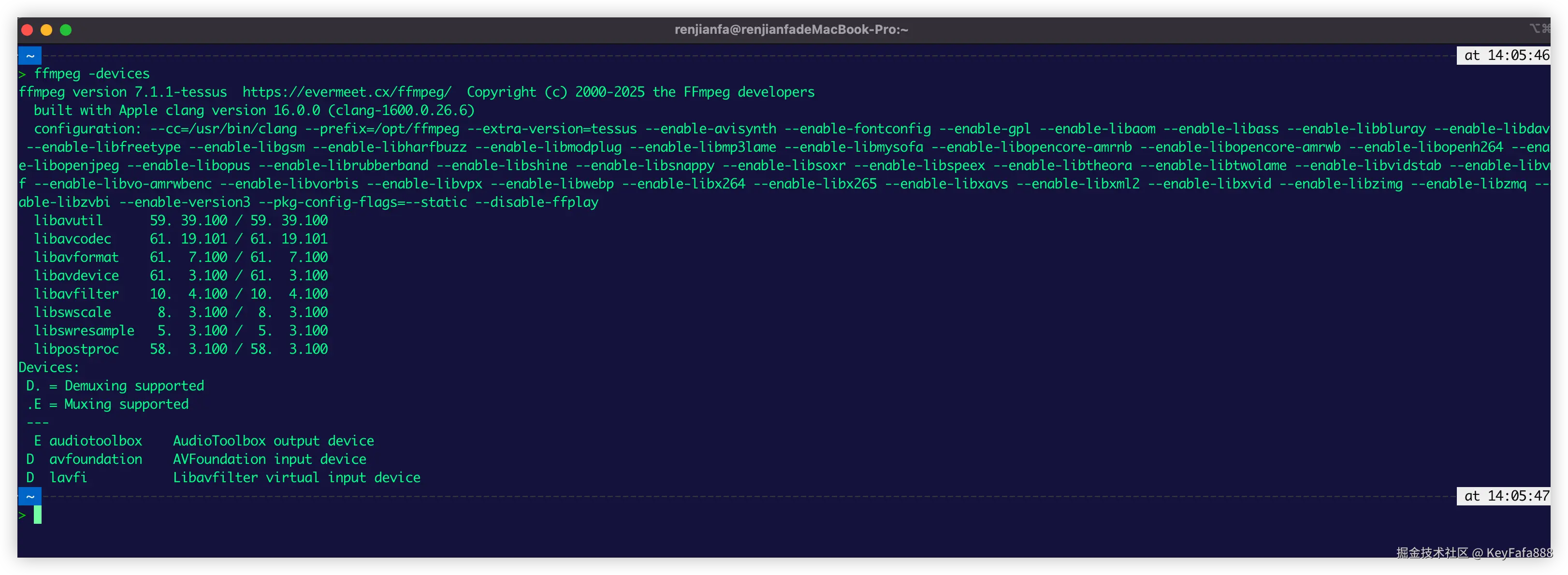查看 FFmpeg 支持的设备