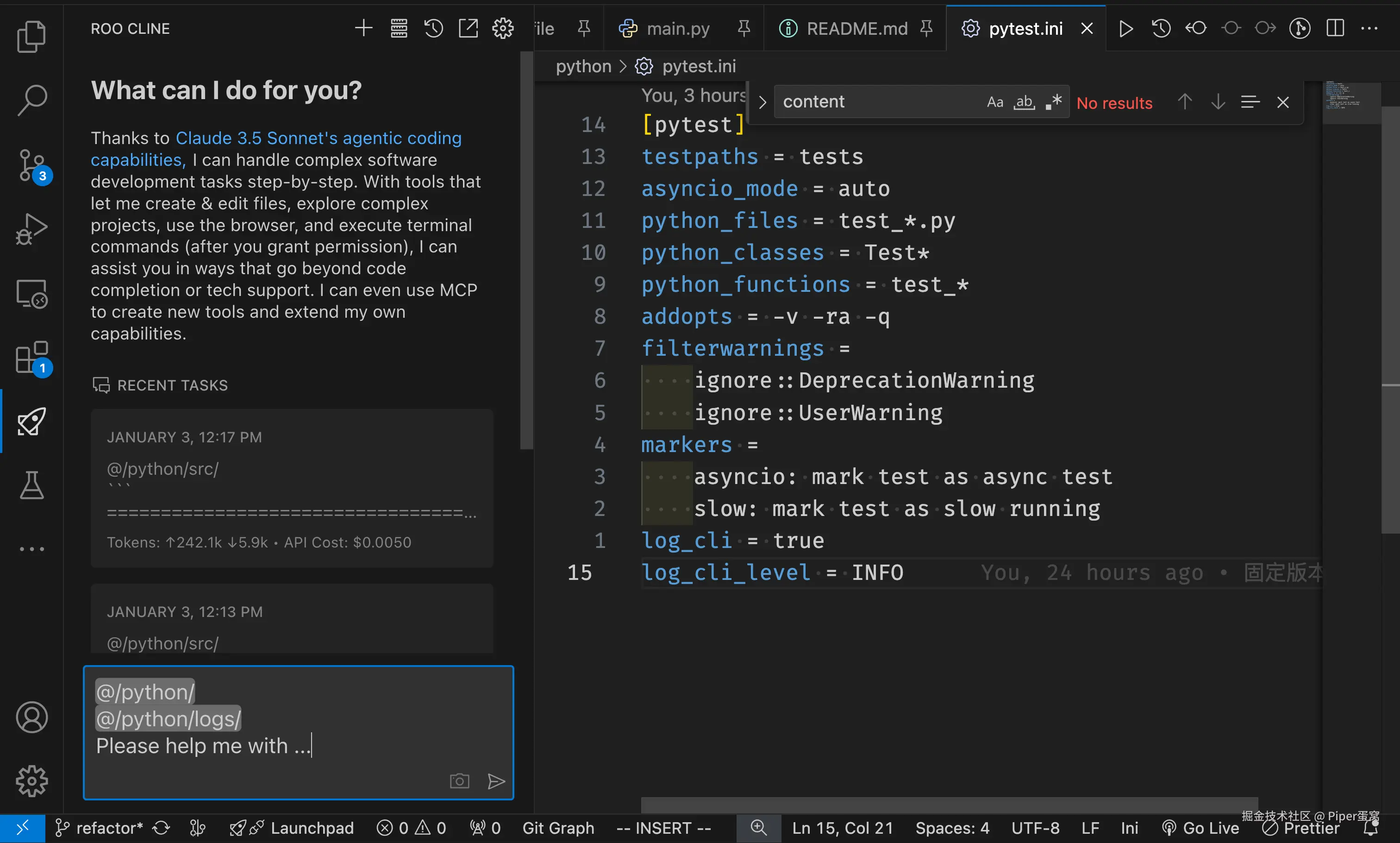 在图中，你能看到我的每个历史记录得以保留，并且还有 tokens 的花费统计和成本估算