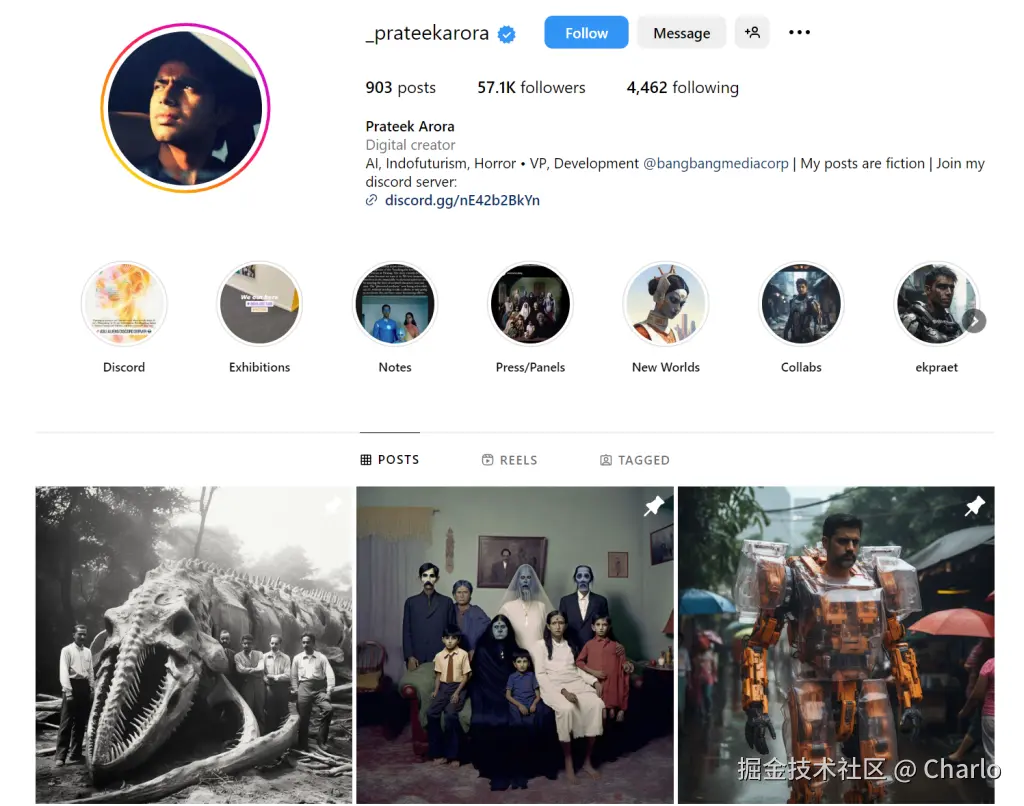 Prateek Arora 的 Instagram 帐户