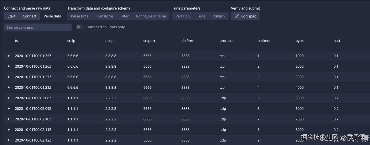 Connect and parse raw data