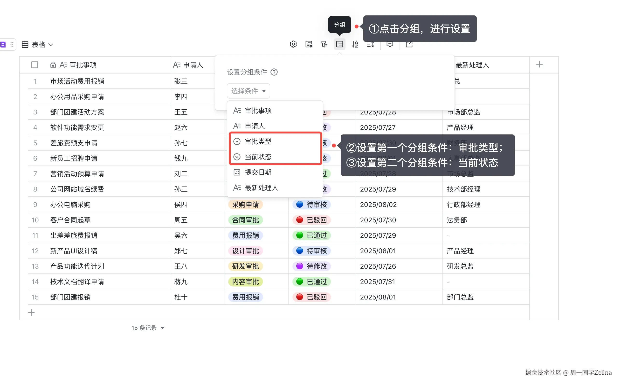 审批流程-执行分组