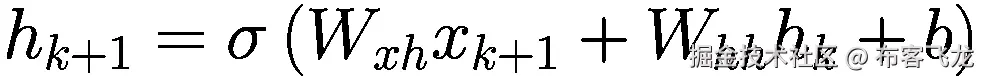 {h}_{k+1}=\sigma \left({W}_{xh}{x}_{k+1}+{W}_{hh}{h}_k+b\right)