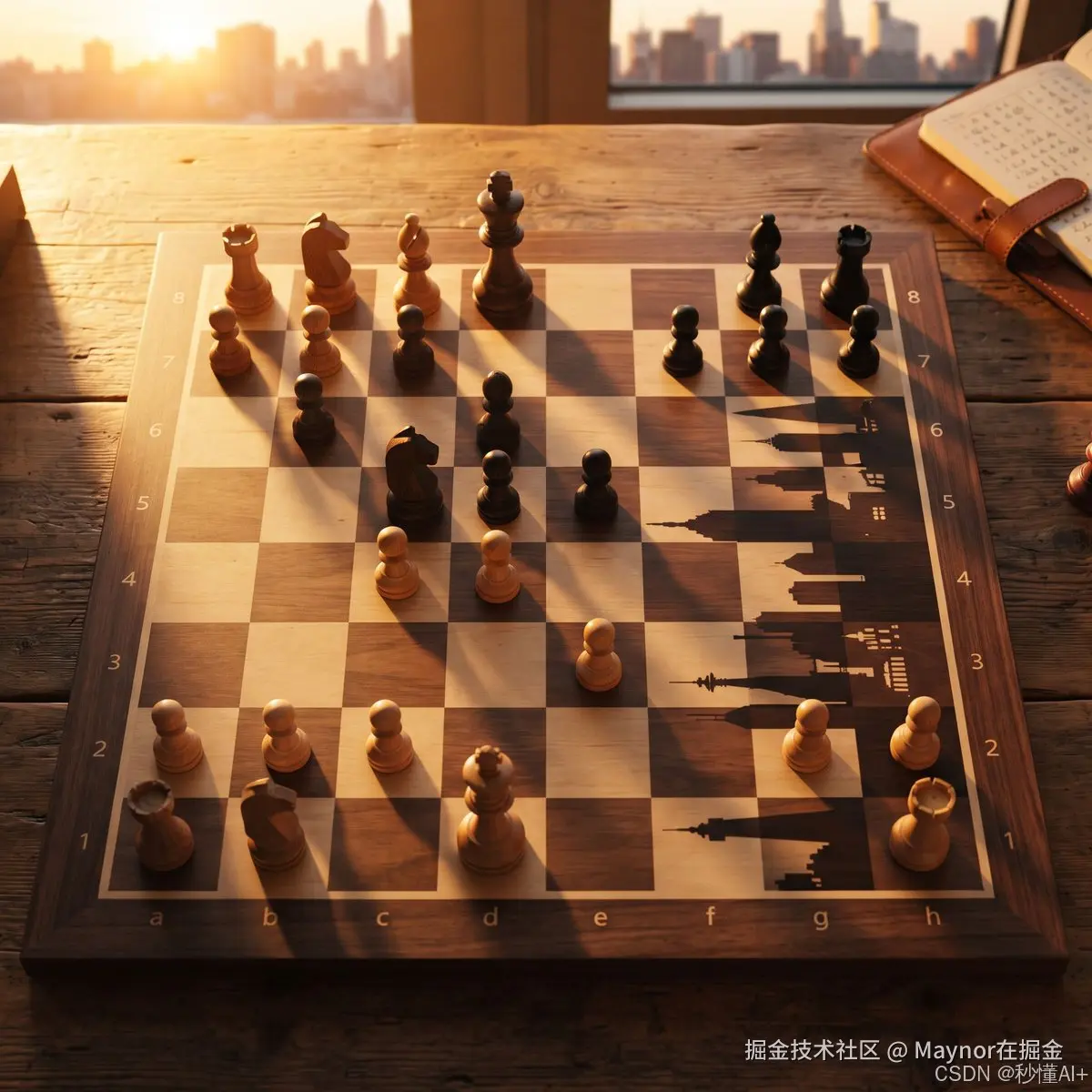 棋盘暮影成城市天际线