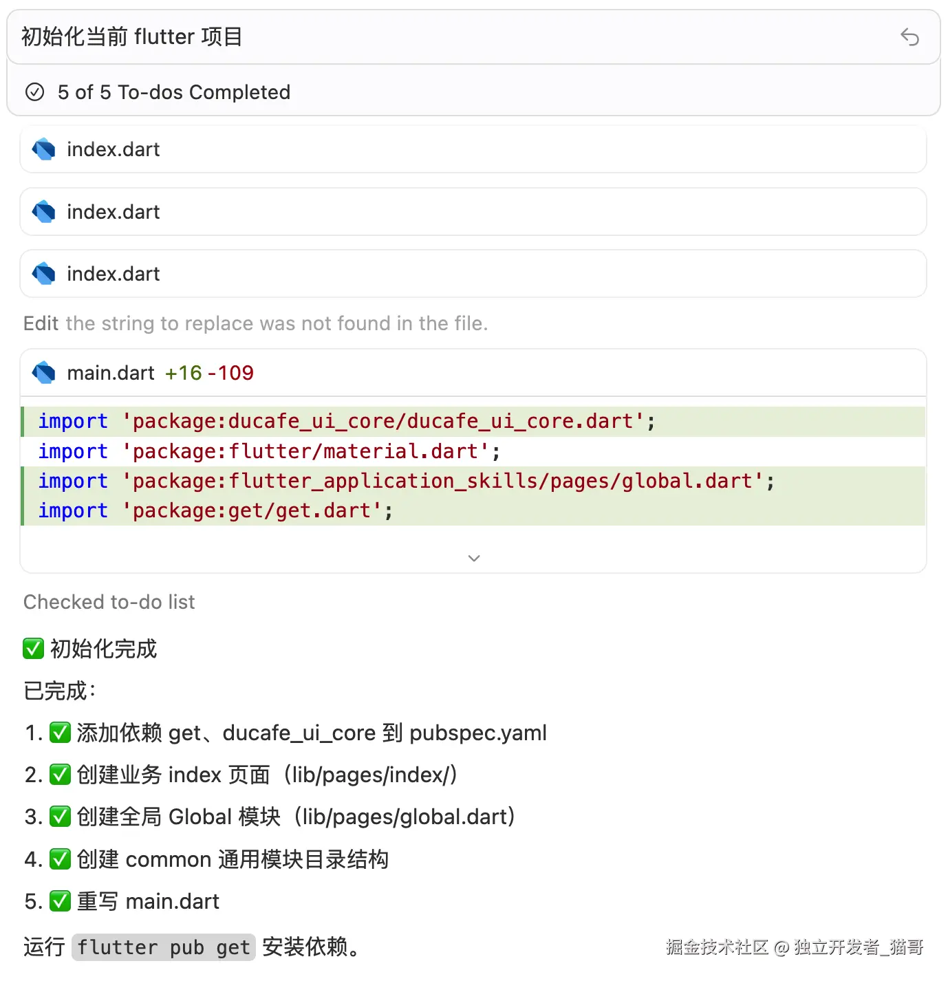 skill 初始化 flutter 项目