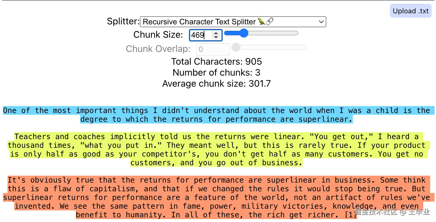 递归字符文本分块示例