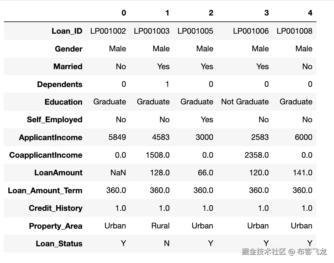 图 5.1 – 我们 df 数据集的前五行