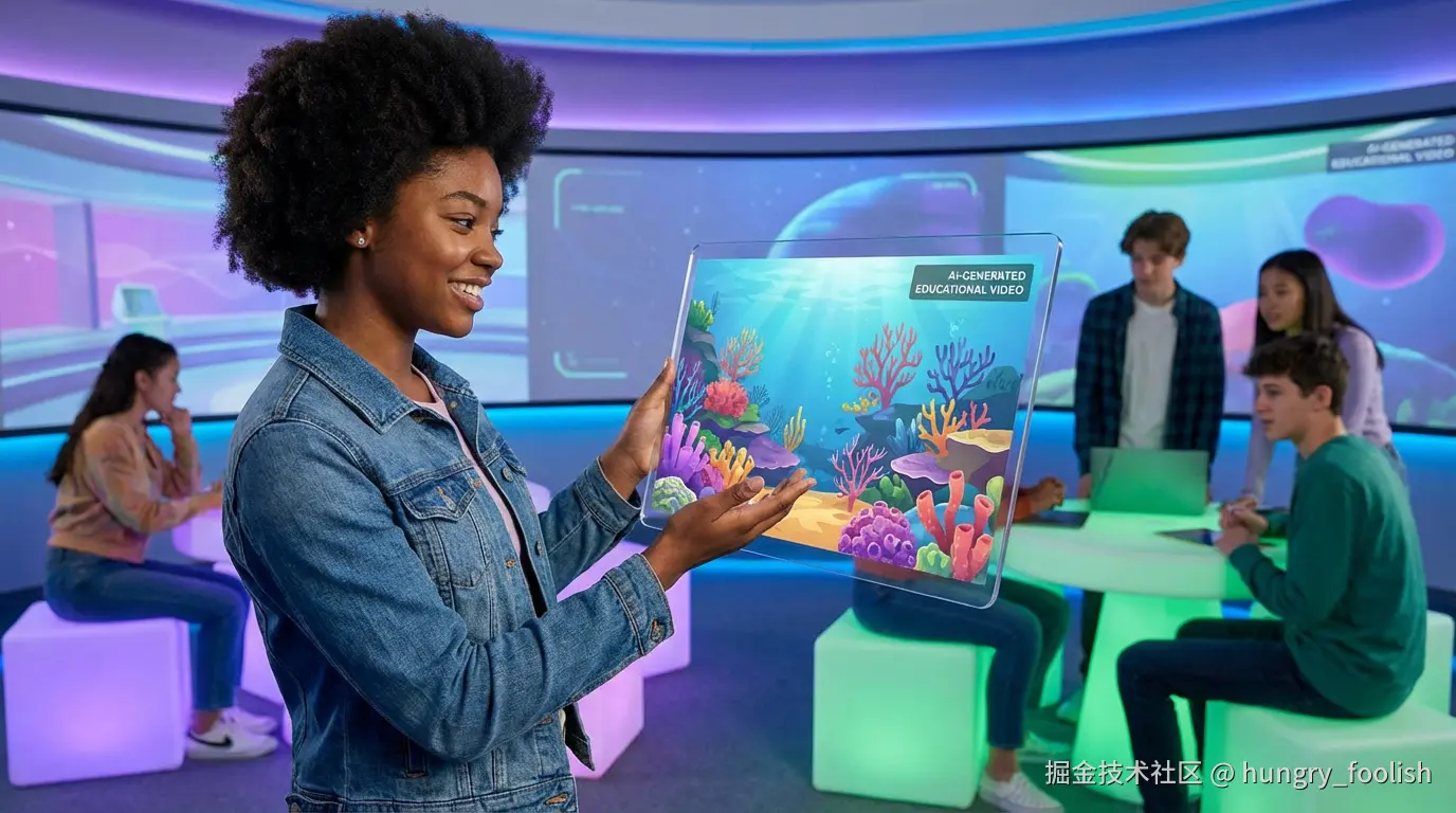 配图2：学生利用AI制作教育视频