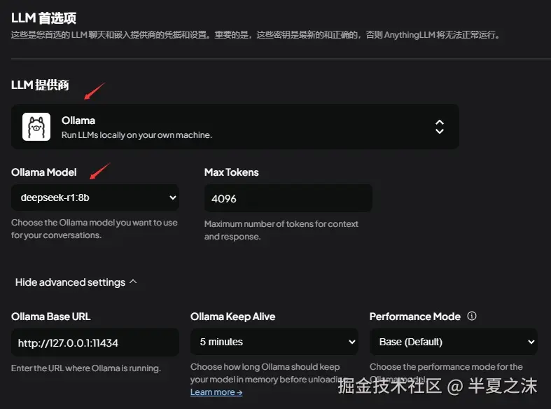 AnythingLLM配置大模型示意图