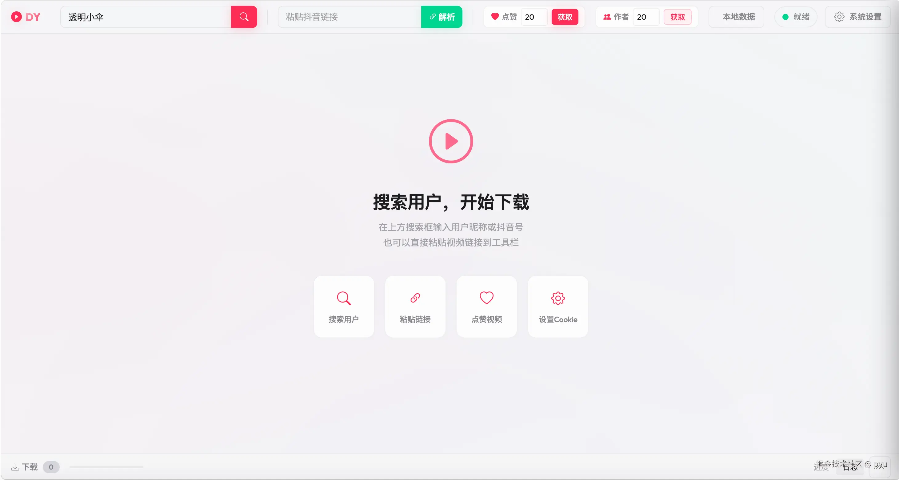 DY Video Downloader 主界面