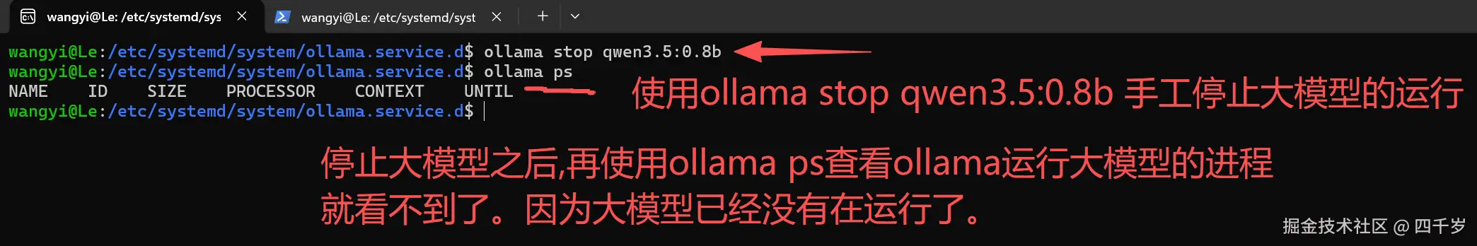 手工停止大模型的运行