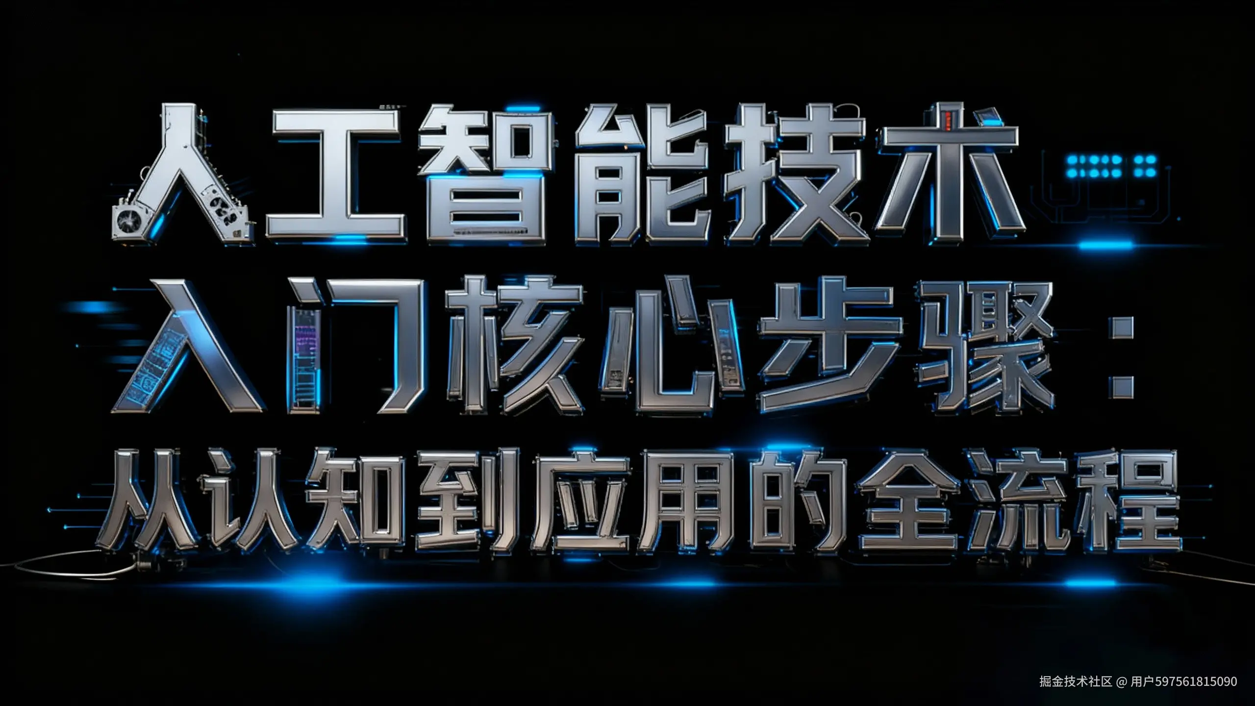 jimeng-2026-01-03-6433-参考图1的机械科技风格，将文字替换为“人工智能技术入门核心步骤：从认知到应用的全_.jpg