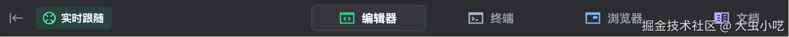 编辑器、终端、浏览器、文档、实时跟随