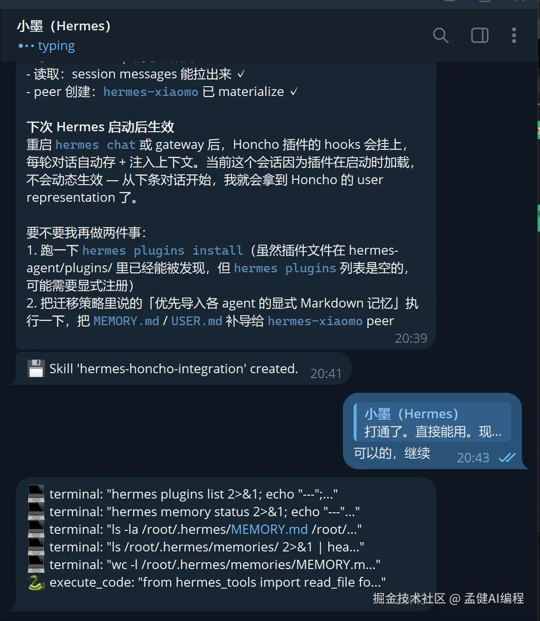 Hermes CLI 的工具调用流，每一步都可见