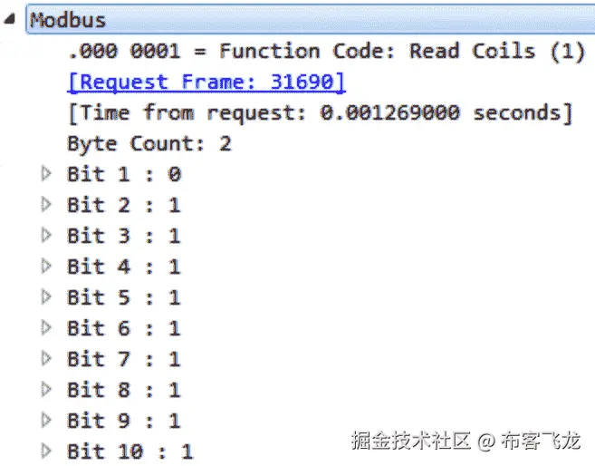 图 8.14 – Modbus 响应地址 1 为 0