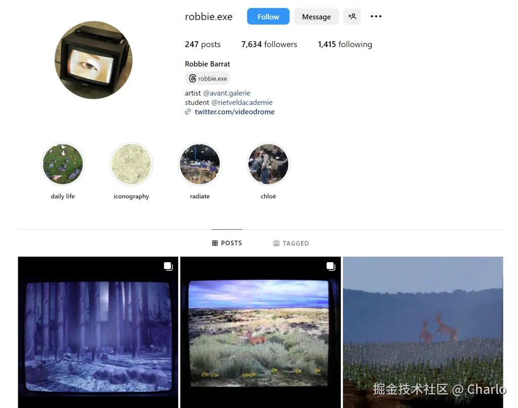 Robbie Barrat 的 Instagram 帐户