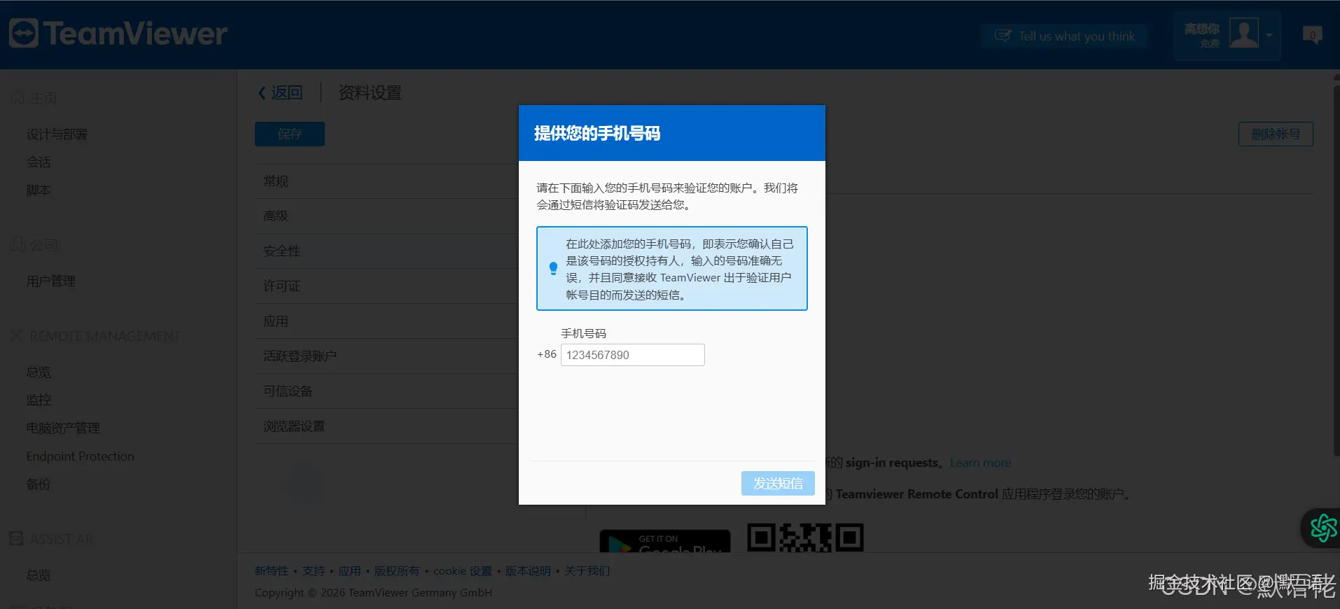TeamViewer配置界面