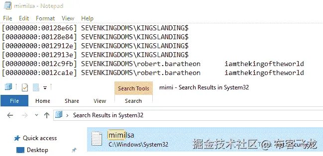 图 7.33 – mimilsa.log 文件中的明文密码