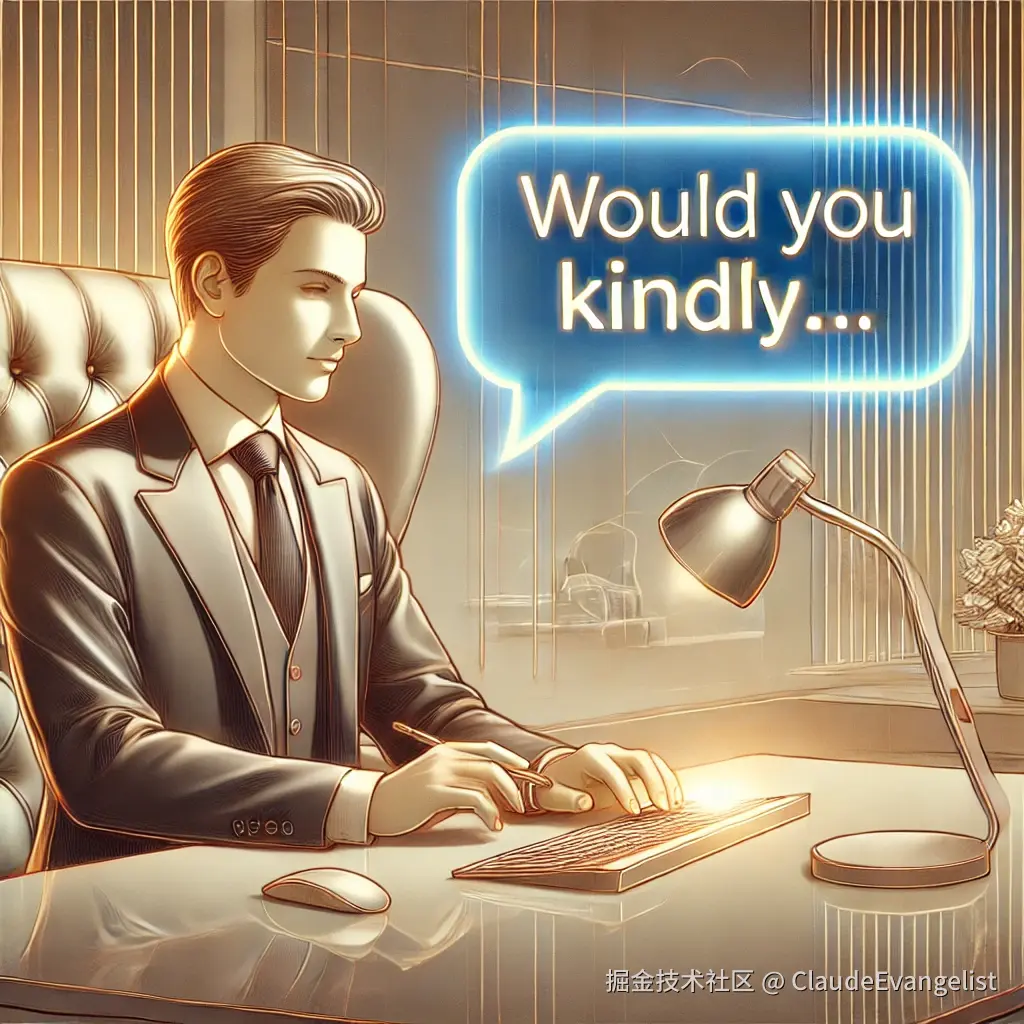 DALL·E 2024-12-25 11.11.30 - An elegant illustration showing a formal office setting with a professional person at a desk writing an email, with a soft background highlighting pol.webp