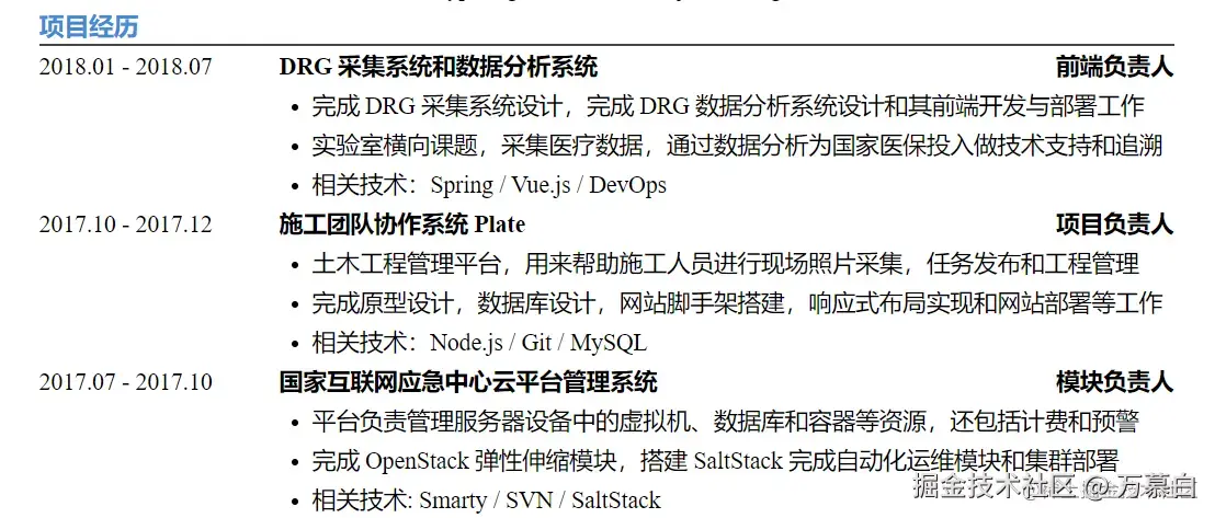 项目经历示例4