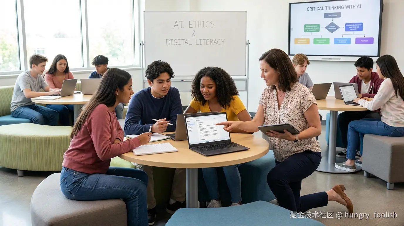 配图3：教师指导学生使用AI工具