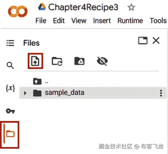 图 4.6 – 如何将文件添加到 Google Colab