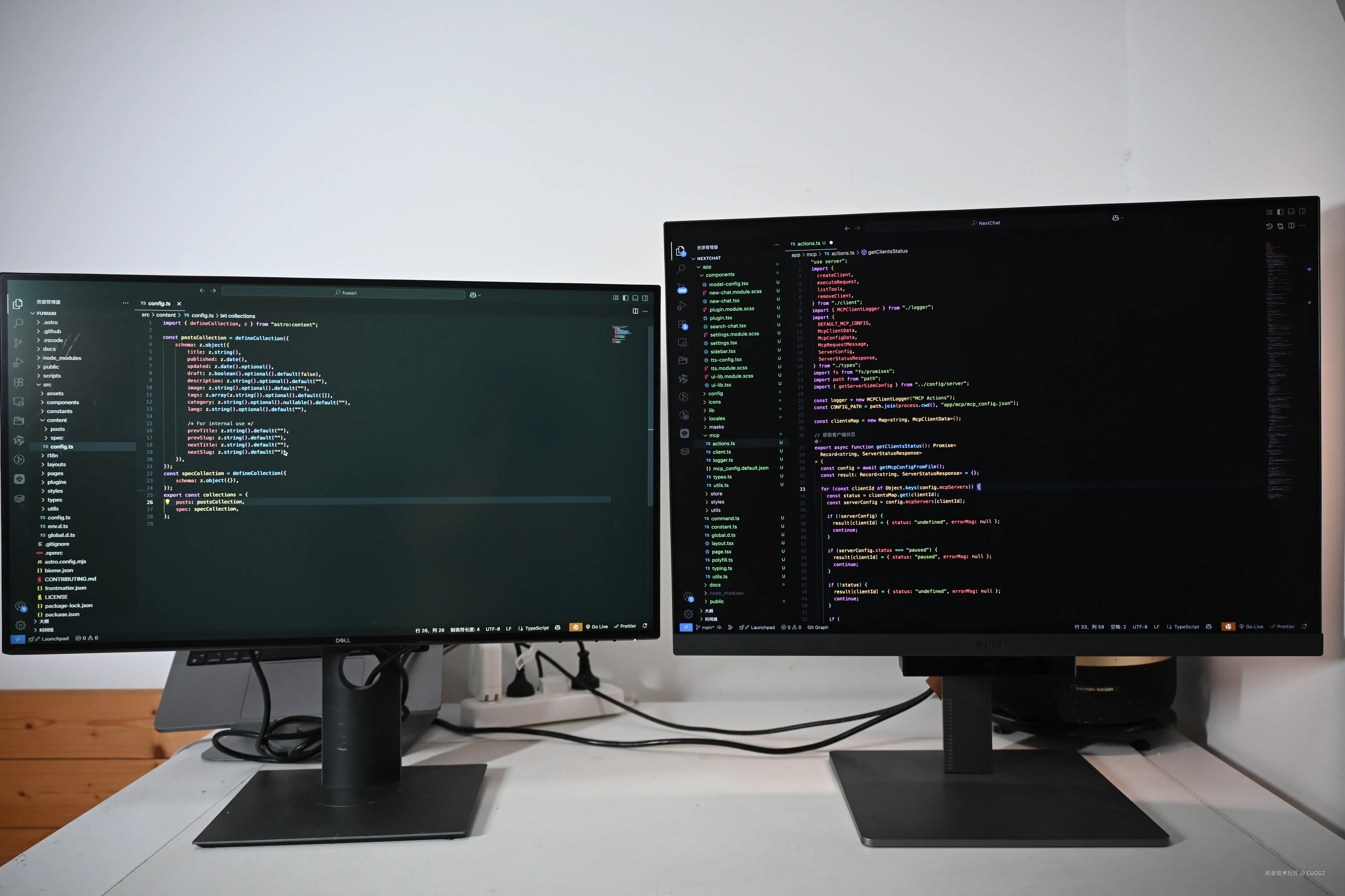 左为某品牌爆款27寸显示器，右为明基 RD280U 编程显示器