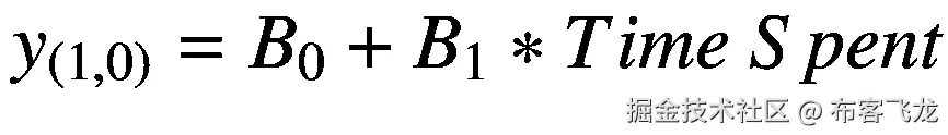 {y}_{\left(1,0\right)}={B}_0+{B}_1\ast Time\ Spent
