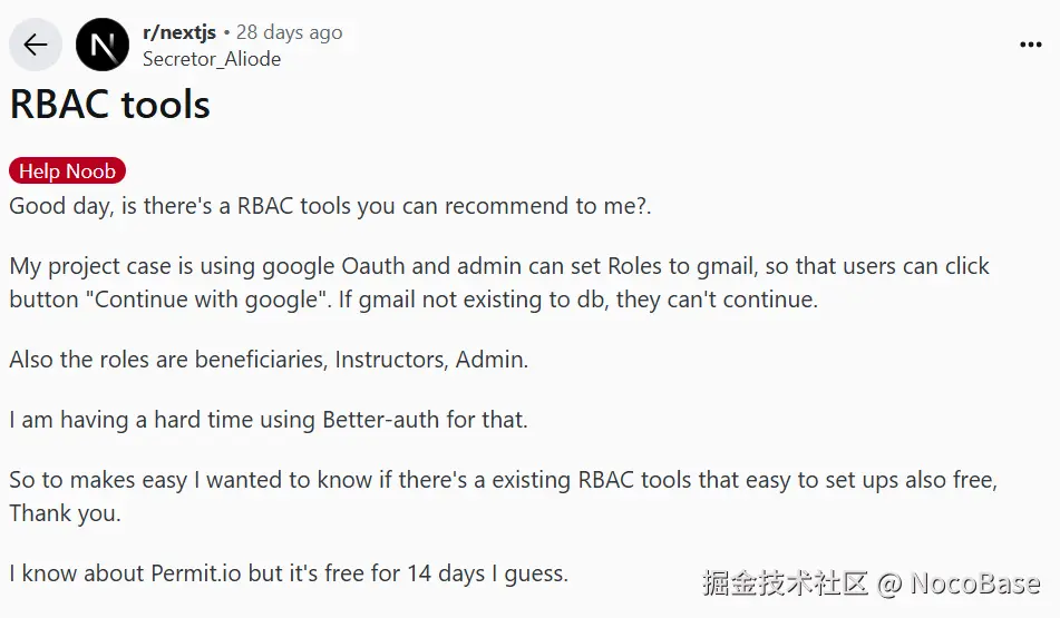 an easy-to-setup and free RBAC tool