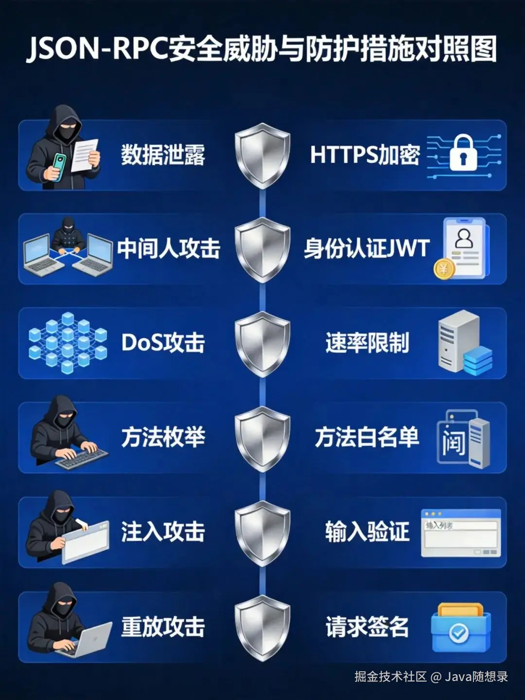 JSON-RPC 安全威胁与防护措施图