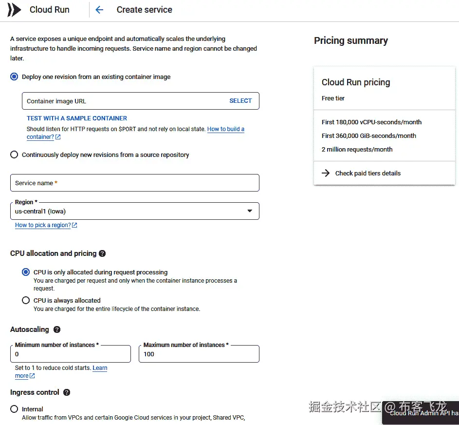 图 12.2 – 在 GCP 中创建 Cloud Run 服务以运行 Docker