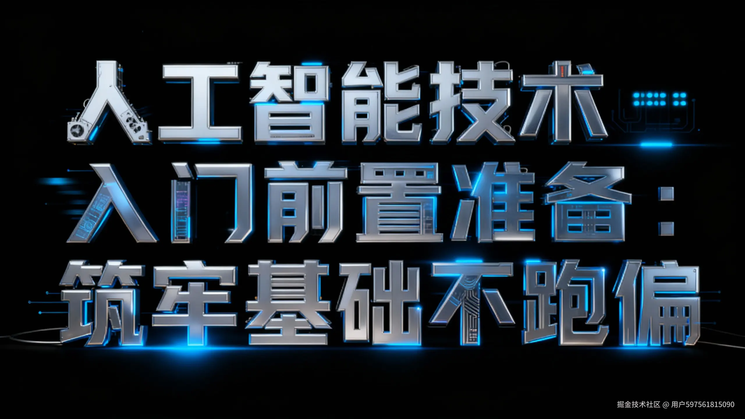 jimeng-2026-01-03-3624-参考图1的机械科技风格，将文字替换为“人工智能技术入门前置准备：筑牢基础不跑偏”_.jpg