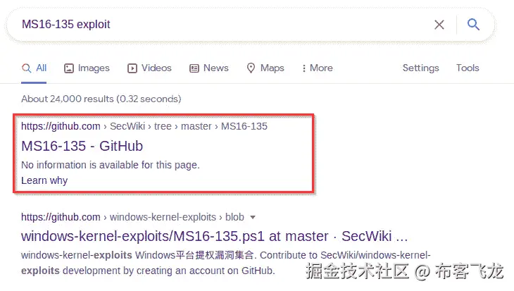 图 5.17 – MS16-135 利用程序搜索