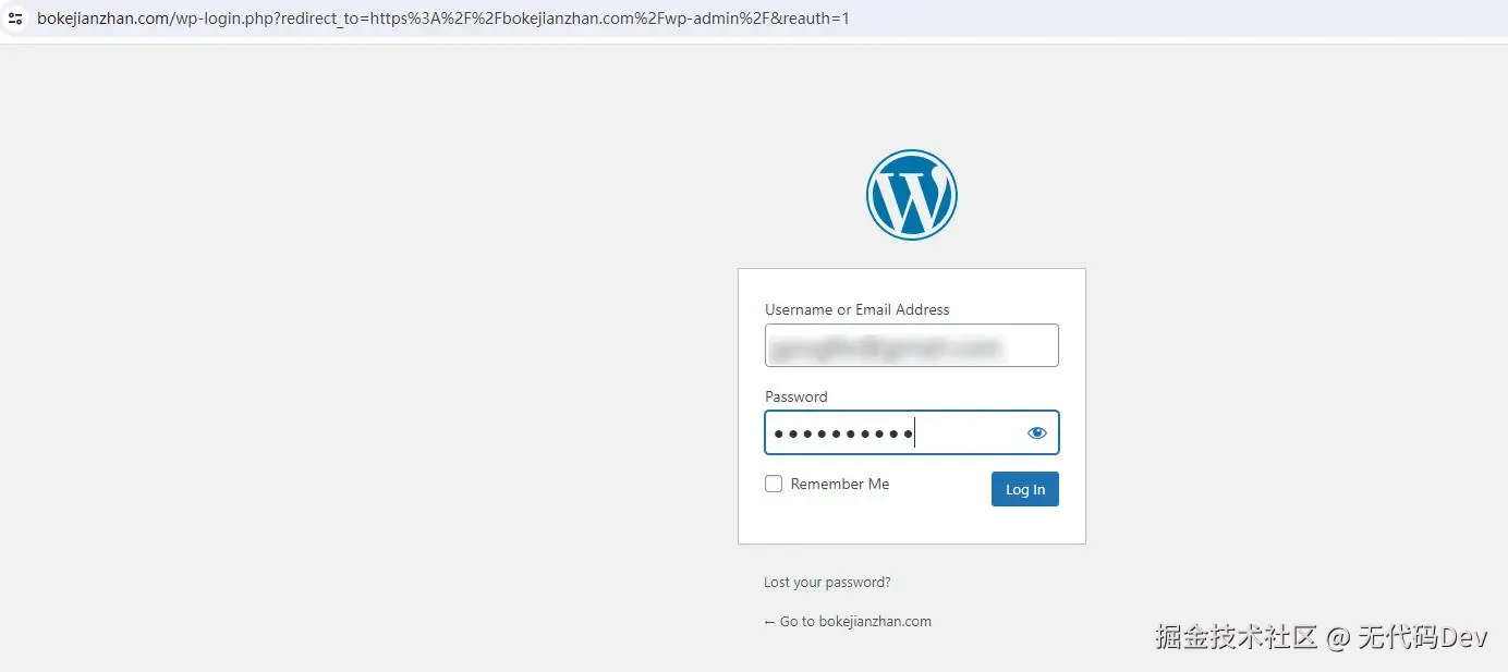 登录WordPress后台