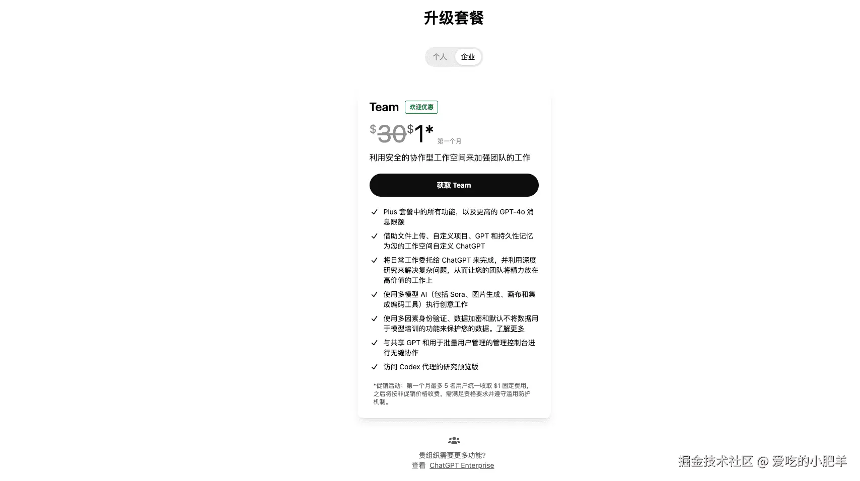 ChatGPT Team优惠