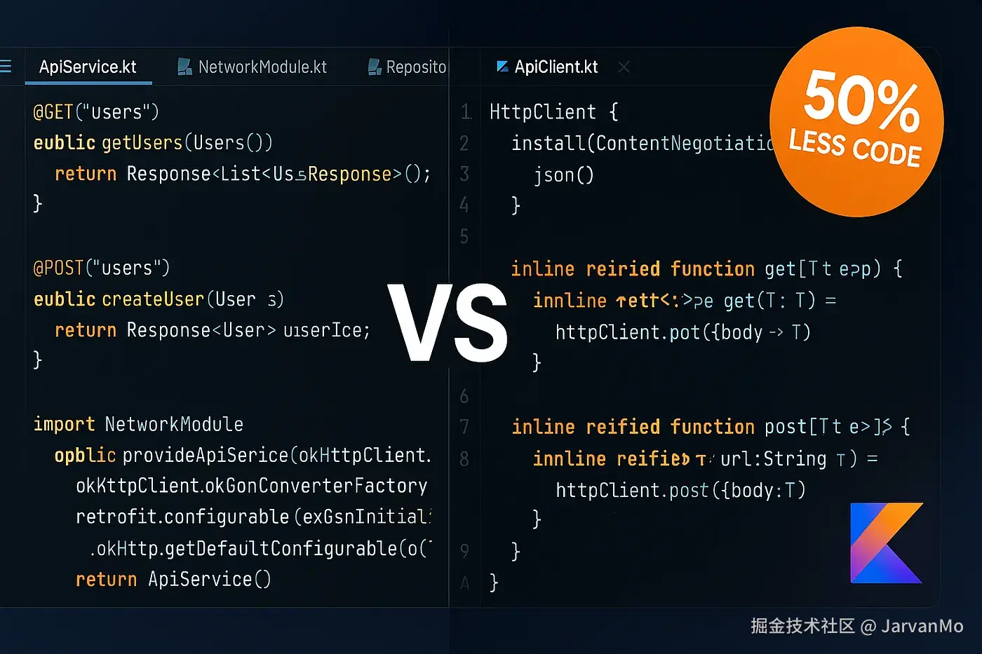 从 47 个接口方法到零——Ktor 的函数式方法消除了使 Retrofit 网络代码如此冗长的样板代码。