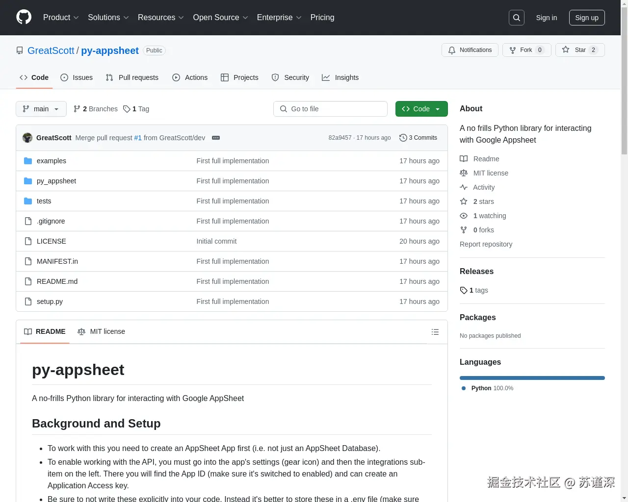 Show HN：一个简洁的Python库，用于与Google AppSheet进行交互 - 项目截图