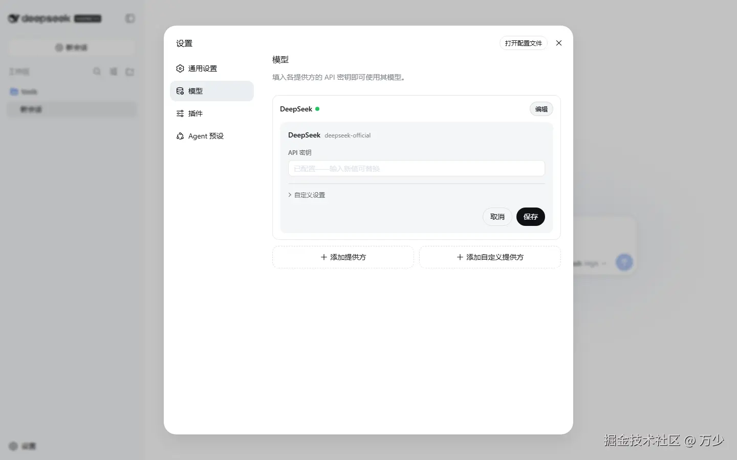 编辑 DeepSeek 提供方
