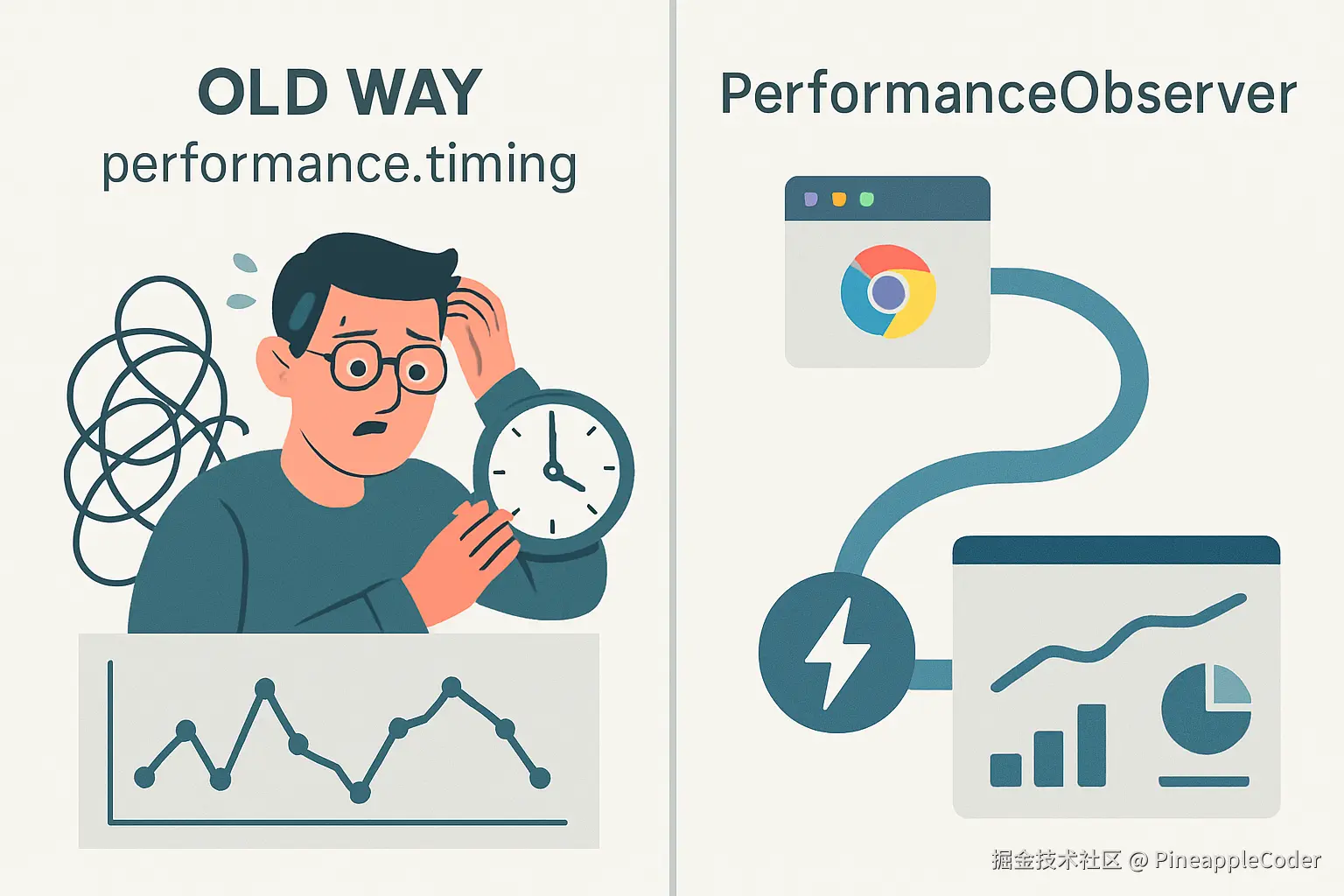 PerformanceObserver 与传统方式对比图