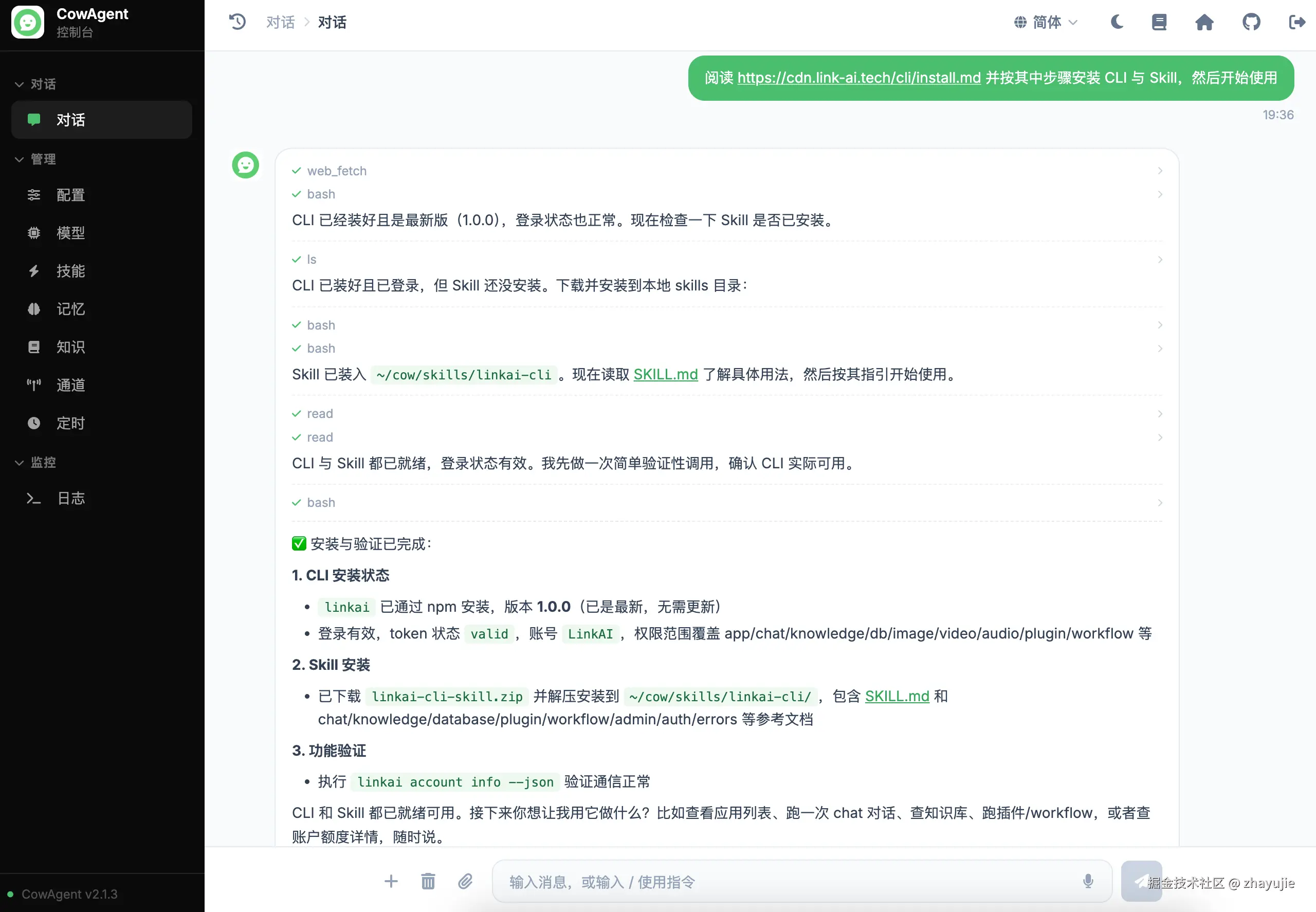 CLI 在 Agent 中的安装示例