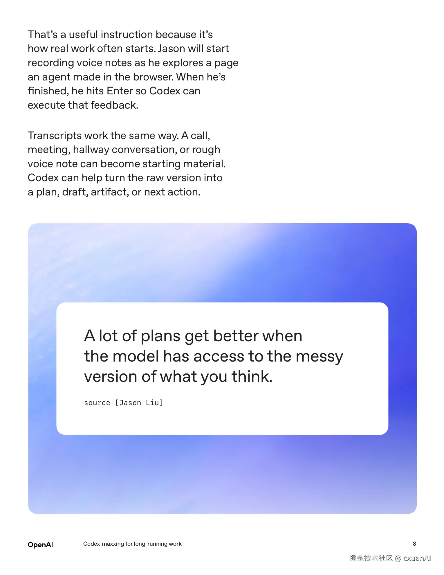 Voice input messy thinking page