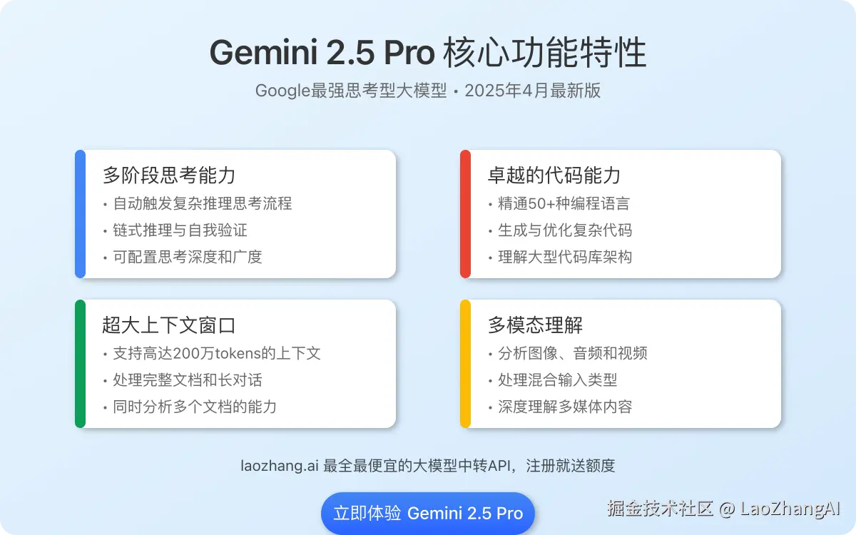 Gemini 2.5 Pro核心功能特性
