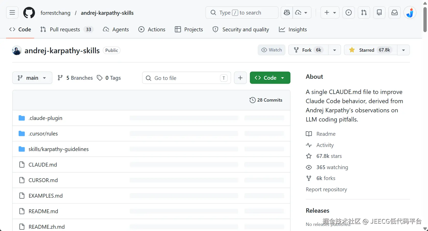 andrej-karpathy-skills GitHub 截图