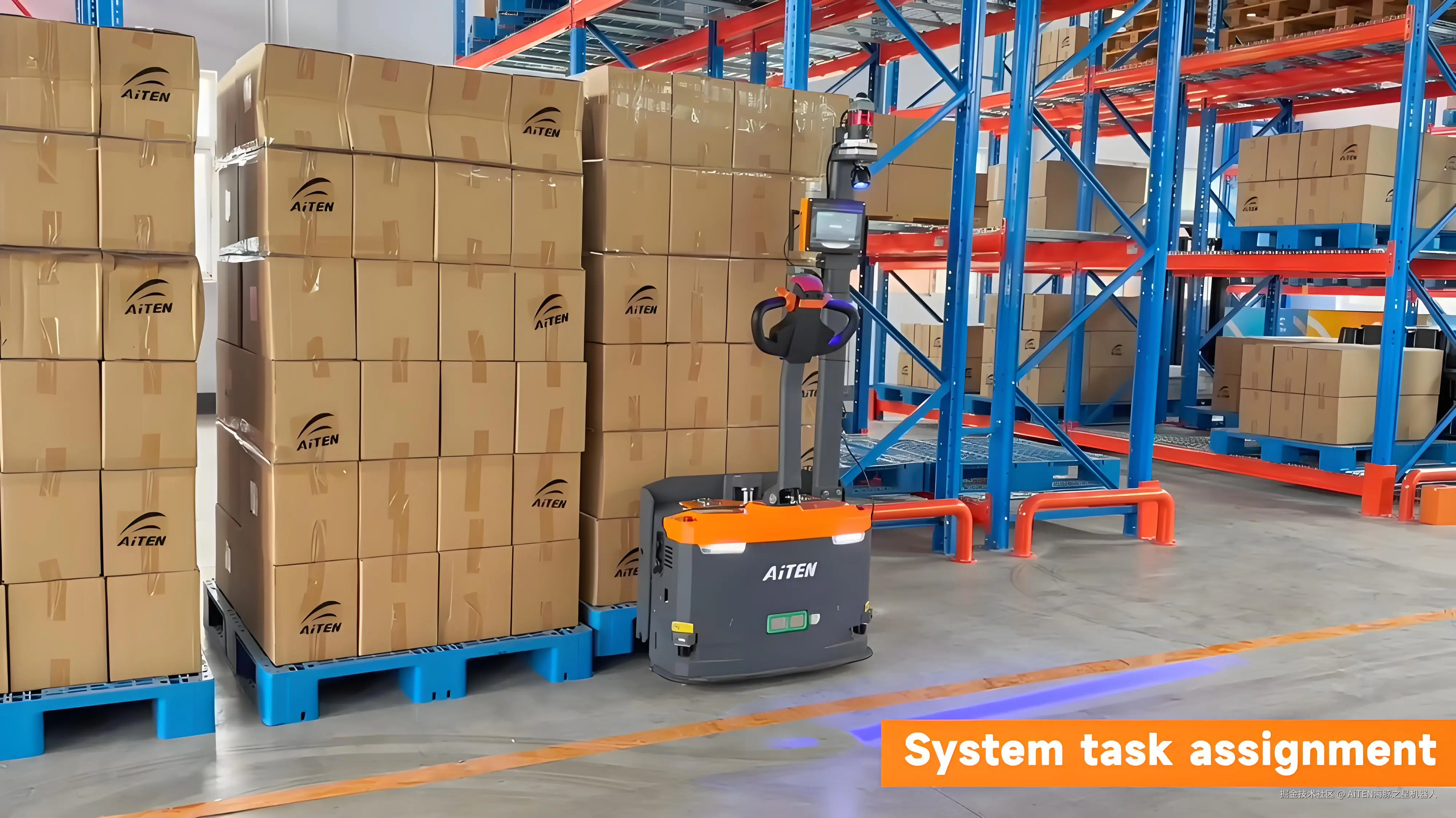 智能叉车搬运货物中