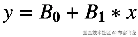 y={B}_{\mathbf{0}}+{B}_{\mathbf{1}}\ast x
