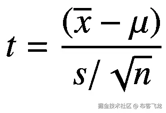 t=\frac{\left(\overline{x}-\mu \right)}{s/\sqrt{n}}