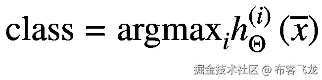 \mathrm{class}={\mathrm{argmax}}_i{h}_{\Theta}^{(i)}\left(\overline{x}\right)