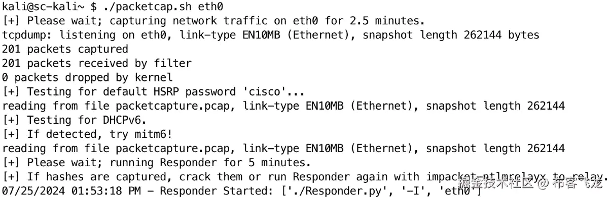 图 10.12 – 启动网络嗅探脚本