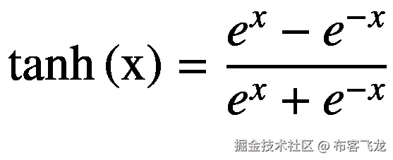 \tanh \left(\mathrm{x}\right)=\frac{e^x-{e}^{-x}}{e^x+{e}^{-x}}