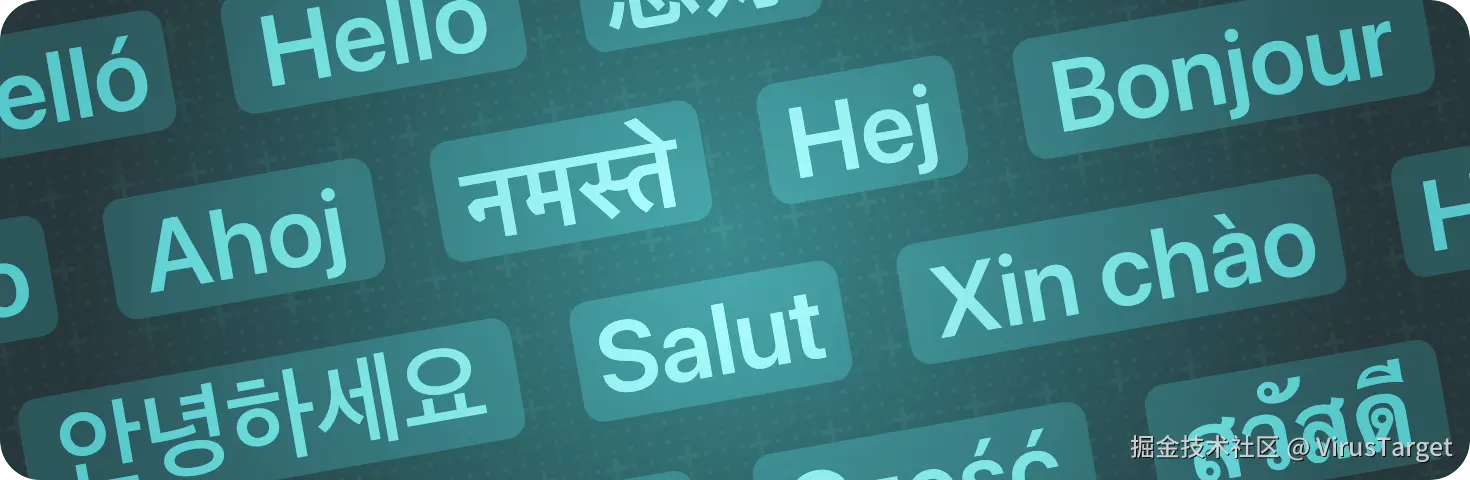 包含多种语言的“你好”一词的横幅。