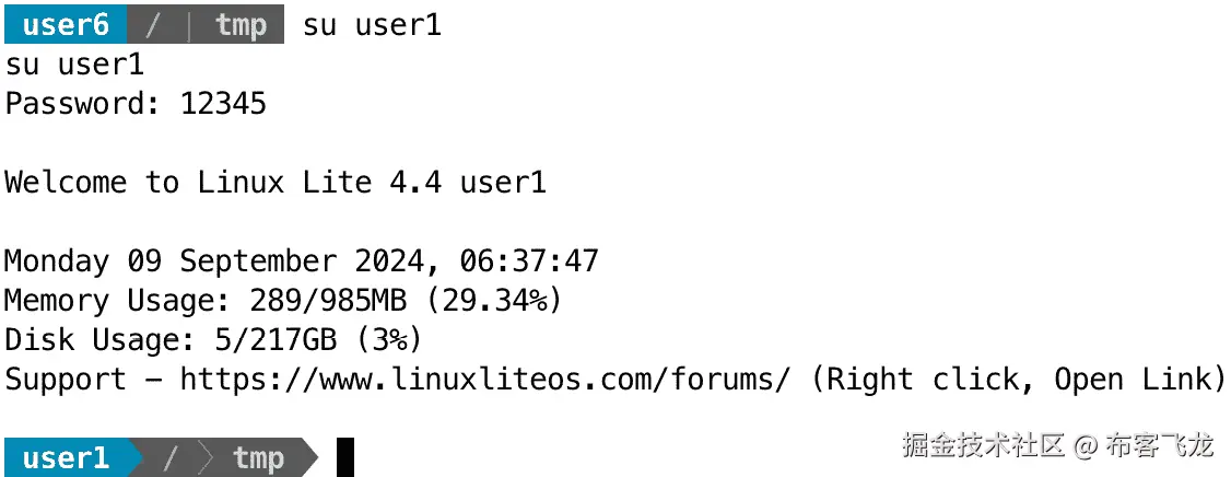 图 12.3 – 切换到 user1 账户